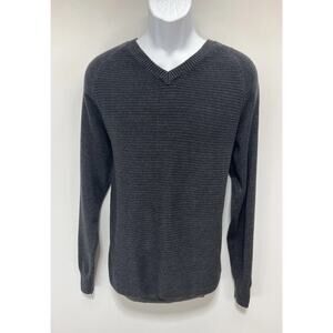 Calvin Klein men's size L pullover sweater gray v-neck long sleeve ribbed front